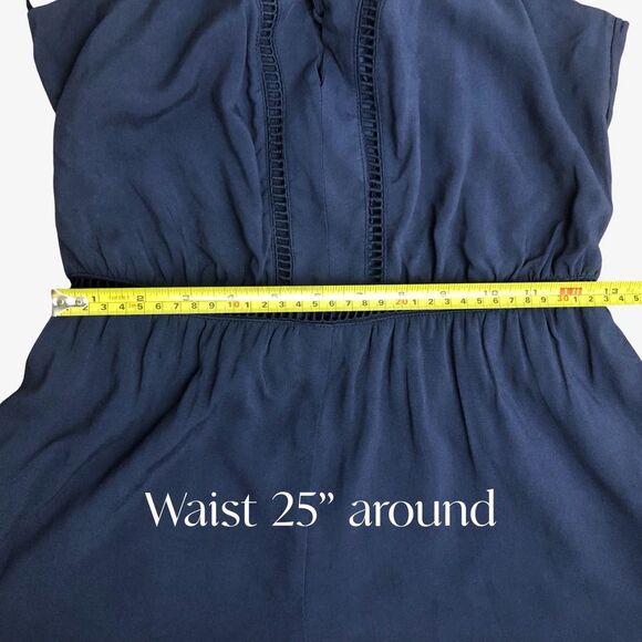 Blue Rain Romper XS Navy V Neck Short Boho Crisscross Short Zipper Sleeveless - Picture 4 of 9